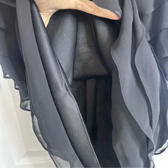 Elegant Black Lace & Chiffone Ruffle Women's Cocktail Dress Plus Size 18W - Picture 8 of 15